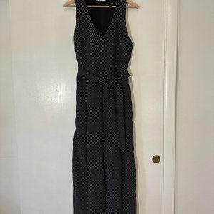 Banana Republic Navy Microdot Wide Leg Crop Jumpsuit W/ Belt - Size 8
